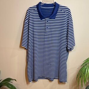 Bass Pro Shops Blue and White Striped Fishing Polo, 3X